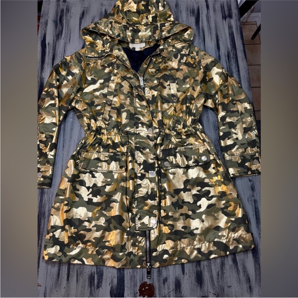 Michael Kors Metallic Foil-Print Camo Anorak Lightweight Jacket NWOT - Picture 4 of 12